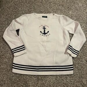 Ralph Lauren White Sweater with Navy Anchor
